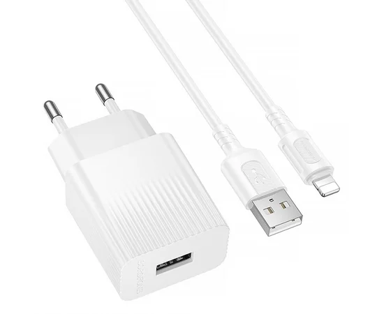 СЗУ Borofone BAS71A Source 10.5W (1USB-A) + кабель USB to Lightning White