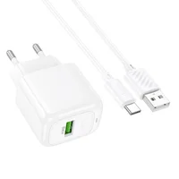 СЗУ Hoco CS52A Surplus QC3.0 (1USB-A) + кабель USB to Type-C White