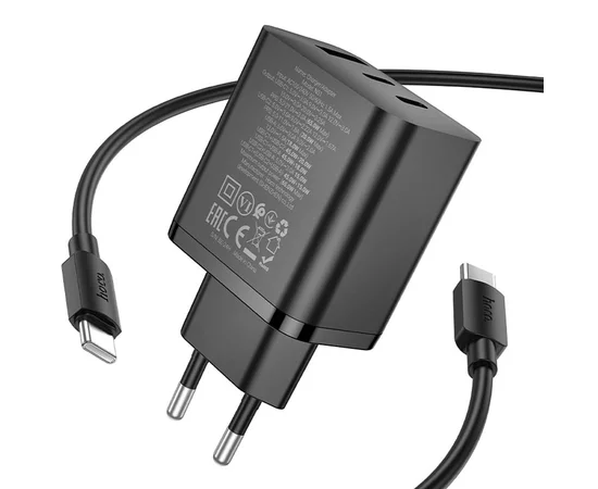 СЗУ Hoco N51 Scenery PD65W (1USB-A/2C) + кабель Type-C to Type-C Black