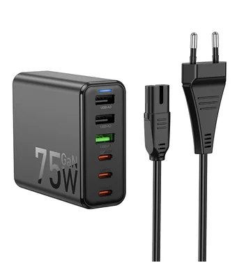 СЗУ Hoco C133A Earl 6-port PD75W (3C3A) Black