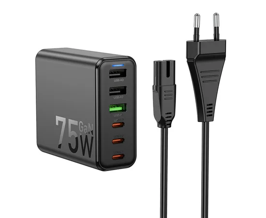 СЗУ Hoco C133A Earl 6-port PD75W (3C3A) Black