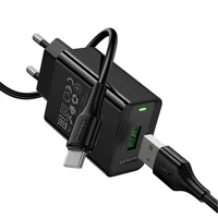 СЗУ Hoco CS92A Leader 18W+QC3.0 (1USB-A) + кабель USB to Type-C Black