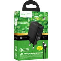 СЗУ Hoco CS111A Lounge PD22.5W (1USB-C) + кабель USB to Type-C Black