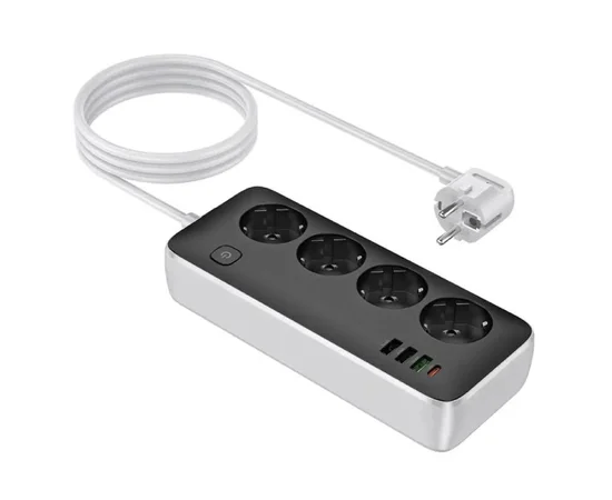 Удлинитель Hoco AC22 Sunlight (PD30W/1C/3A/4xSocket) (3m) Black