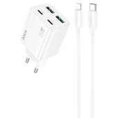 СЗУ Hoco N55 Fundador PD20W four-port (2USB-A/2C) + Type-C to Lightning White