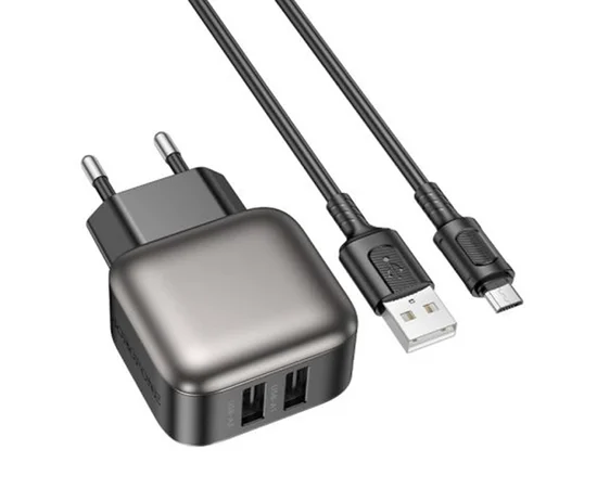 СЗУ Borofone BAS51A Absolute (2USB-A) + MicroUSB Black