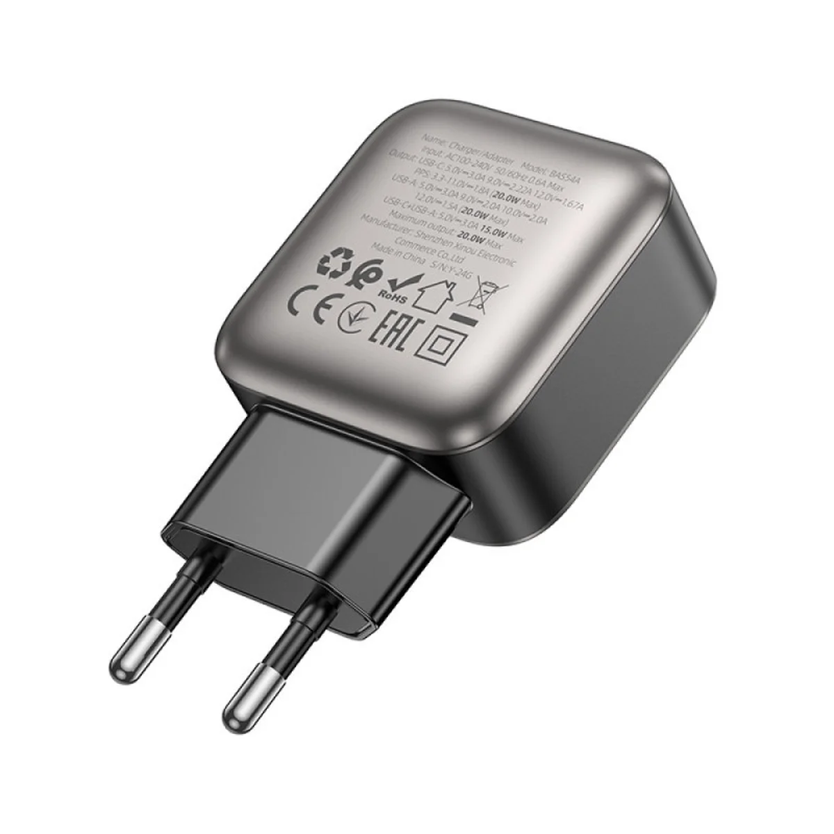 СЗУ Borofone BAS54A Absolute PD20W+QC3.0 (1USB-A/1C) Black