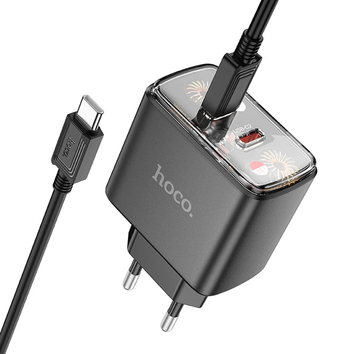 СЗУ Hoco CS43A Smart PD45W (2C) + Type-C to Type-C Black