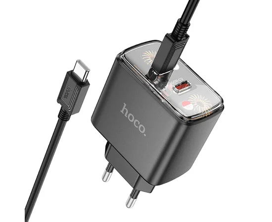 СЗУ Hoco CS43A Smart PD45W (2C) + Type-C to Type-C Black