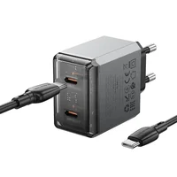 СЗУ Borofone BN21 Lena PD40W+QC3.0 (2USB-C) + кабель Type-C to Type-C Metal gray