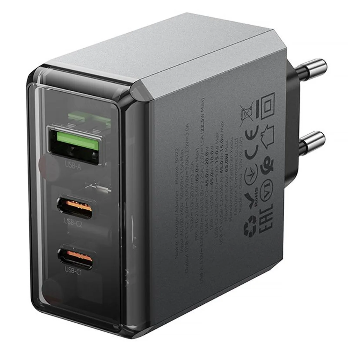 СЗУ Borofone BN22 Lena PD65W (1USB-A/2C) Metal gray