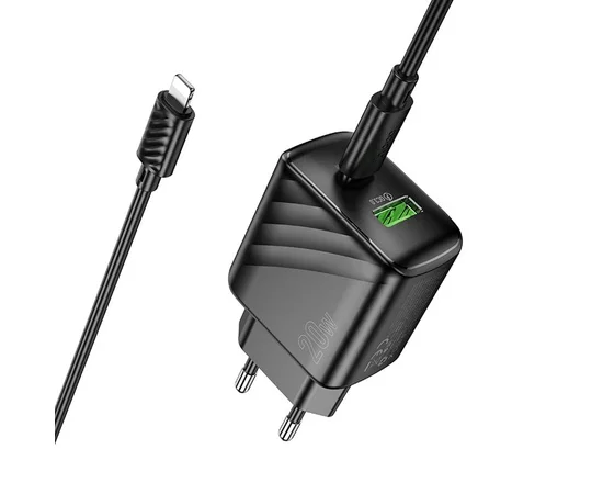 СЗУ Hoco CS25A Rico PD20W+QC3.0 (1USB-A/1C) + кабель Type-C to Lightning Black