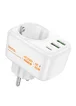 СЗУ Hoco AC26 Changer Outlet Extender 20W (2USB-A/1C/1Socket) White
