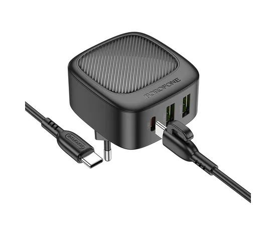 СЗУ Borofone BAS23A Lucky PD30W (1C2A) + Type-C to Type-C Black