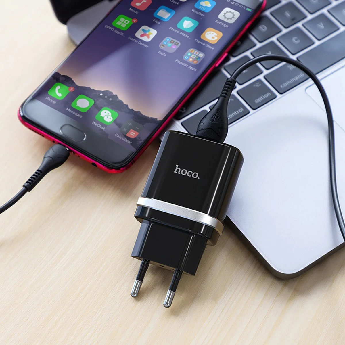 СЗУ Hoco C12Q Smart QC3.0 3A (1USB-A) + кабель USB to MicroUSB Черный