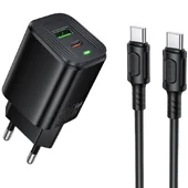 СЗУ Borofone BAS85A Star PD30W+QC3.0 (1USB-A/1C) + кабель Type-C to Type-C Black