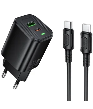 СЗУ Borofone BAS85A Star PD30W+QC3.0 (1USB-A/1C) + кабель Type-C to Type-C Black