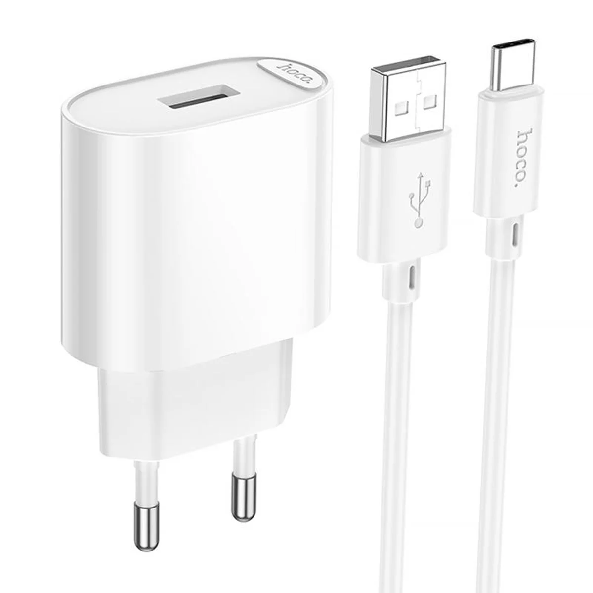 СЗУ Hoco C109A Fighter 10.5W (1USB-A) + кабель USB to Type-C White