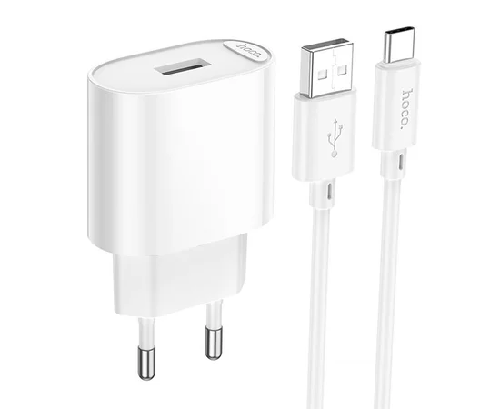 СЗУ Hoco C109A Fighter 10.5W (1USB-A) + кабель USB to Type-C White