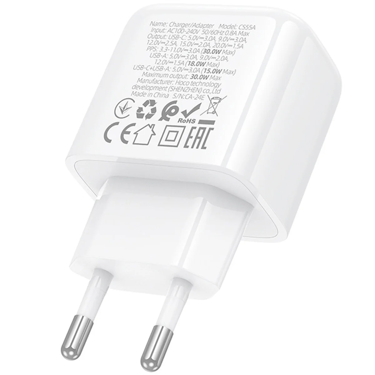 СЗУ Hoco CS55A Surplus PD30W+QC3.0 (1USB-A/1C) White
