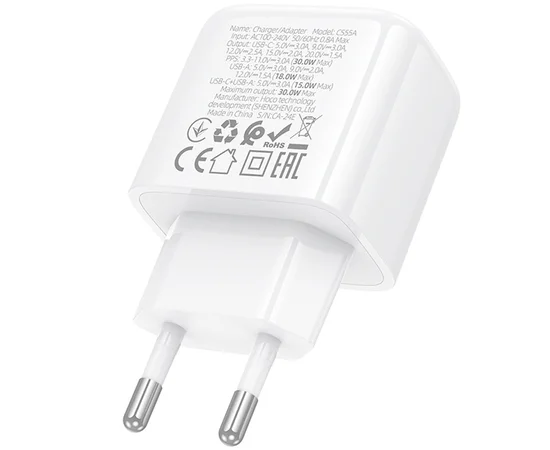 СЗУ Hoco CS55A Surplus PD30W+QC3.0 (1USB-A/1C) White