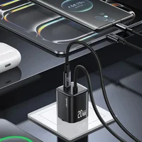 СЗУ Usams US-CC261 GaN JC Ser. 20W (2USB-C) + кабель Type-C to Type-C Black