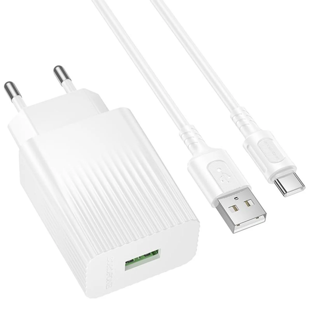 СЗУ Borofone BAS72A Source QC3.0 (1USB-A) + кабель USB to Type-C White