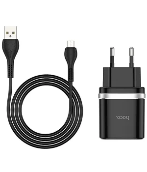 СЗУ Hoco C12Q Smart QC3.0 3A (1USB-A) + кабель USB to MicroUSB Черный