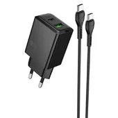 СЗУ Hoco N71 Nuevo PD30W+QC3.0 (1USB-A/1C)  + кабель Type-C to Type-C Black