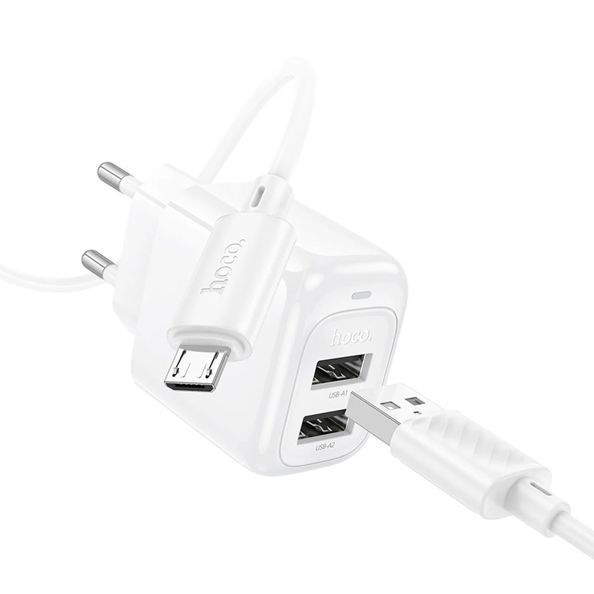 СЗУ Hoco CS51A Surplus (2USB-A) + MicroUSB White