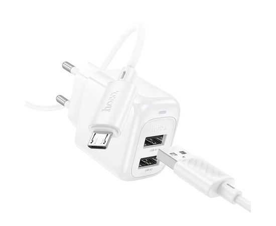 СЗУ Hoco CS51A Surplus (2USB-A) + MicroUSB White