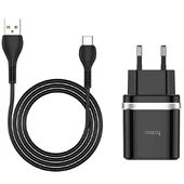 СЗУ Hoco C12Q Smart QC3.0 3A (1USB-A) + кабель USB to Type-C Черный
