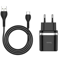 СЗУ Hoco C12Q Smart QC3.0 3A (1USB-A) + кабель USB to Type-C Чорний
