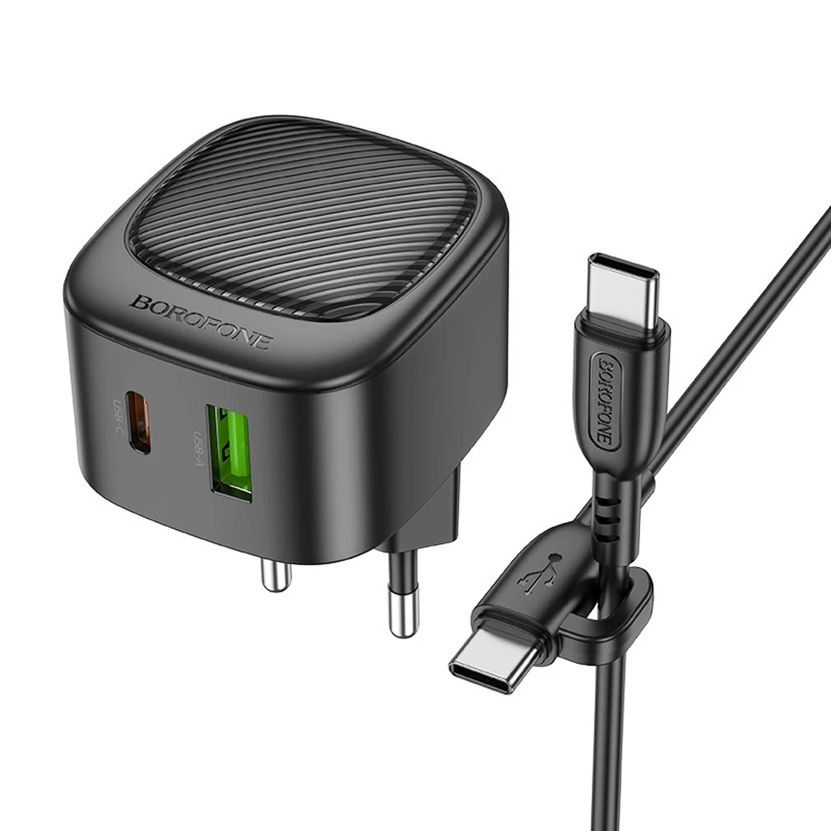 СЗУ Borofone BAS22A Fortune PD20W+QC3.0 (1C1A) + Type-C to Type-C Black