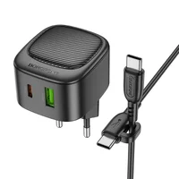 СЗУ Borofone BAS22A Fortune PD20W+QC3.0 (1C1A) + Type-C to Type-C Black