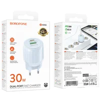 СЗУ Borofone BA94A Lustrous PD30W+QC3.0 (1USB-A/1C) Blue