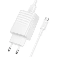 СЗУ Borofone BAS72A Source QC3.0 (1USB-A) + кабель USB to Type-C White