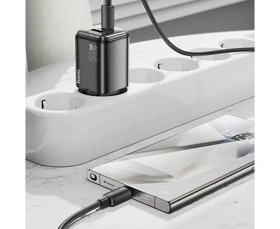 СЗУ Hoco N53 Monsoon PD30W+QC3.0 (1USB-A/1C) + Type-C to Type-C Black