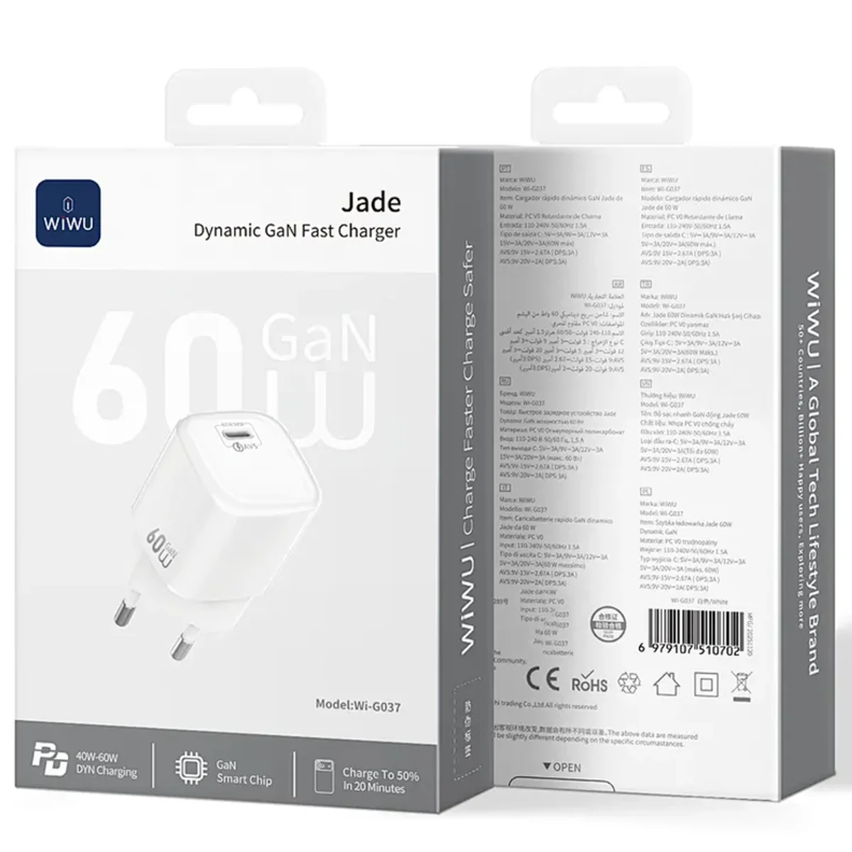 СЗУ WIWU G037 Jelly PD60W GaN (1USB-C) White