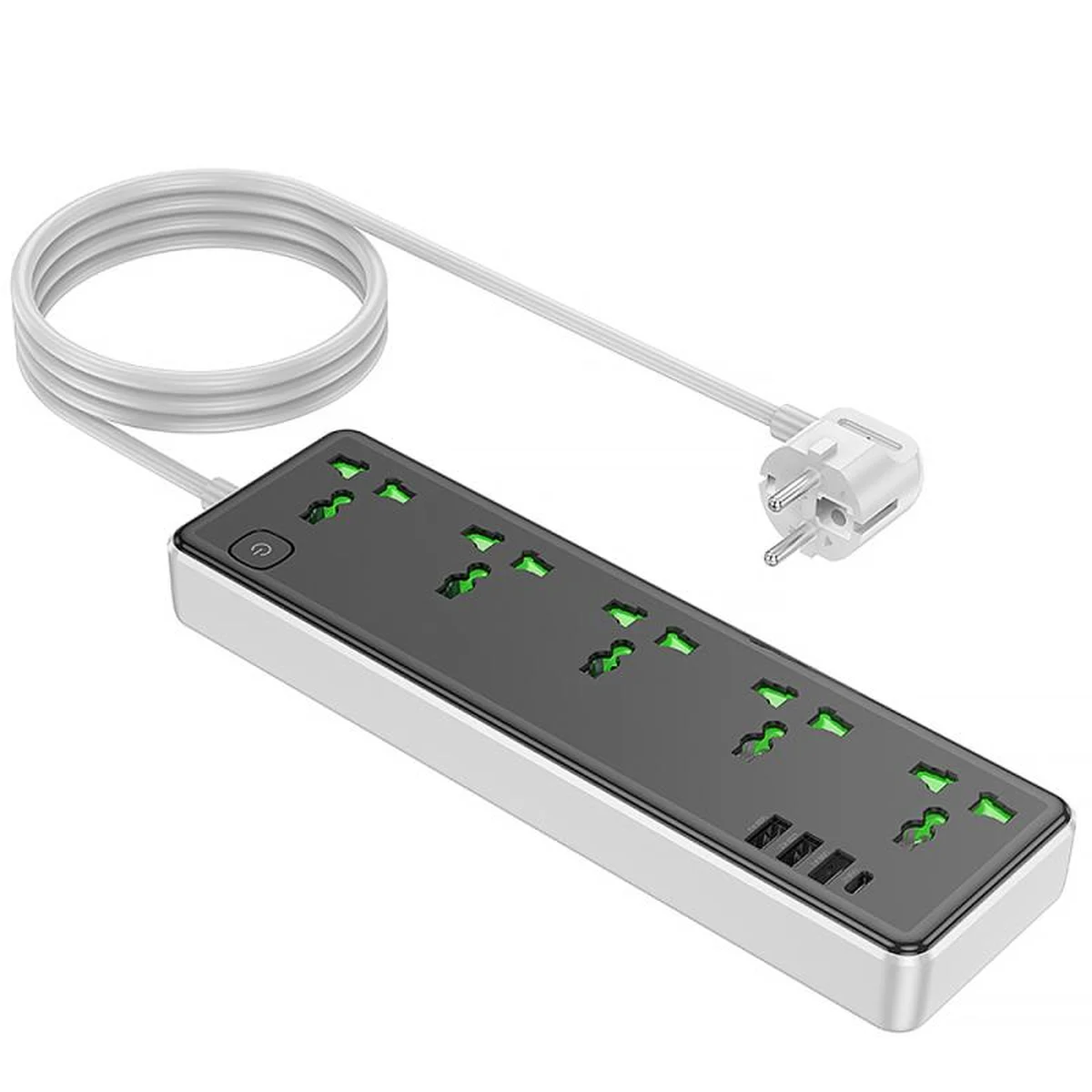 Удлинитель Hoco AC13A Safety Socket (3USB-A/1C/5xSocket) (1.5m) Black