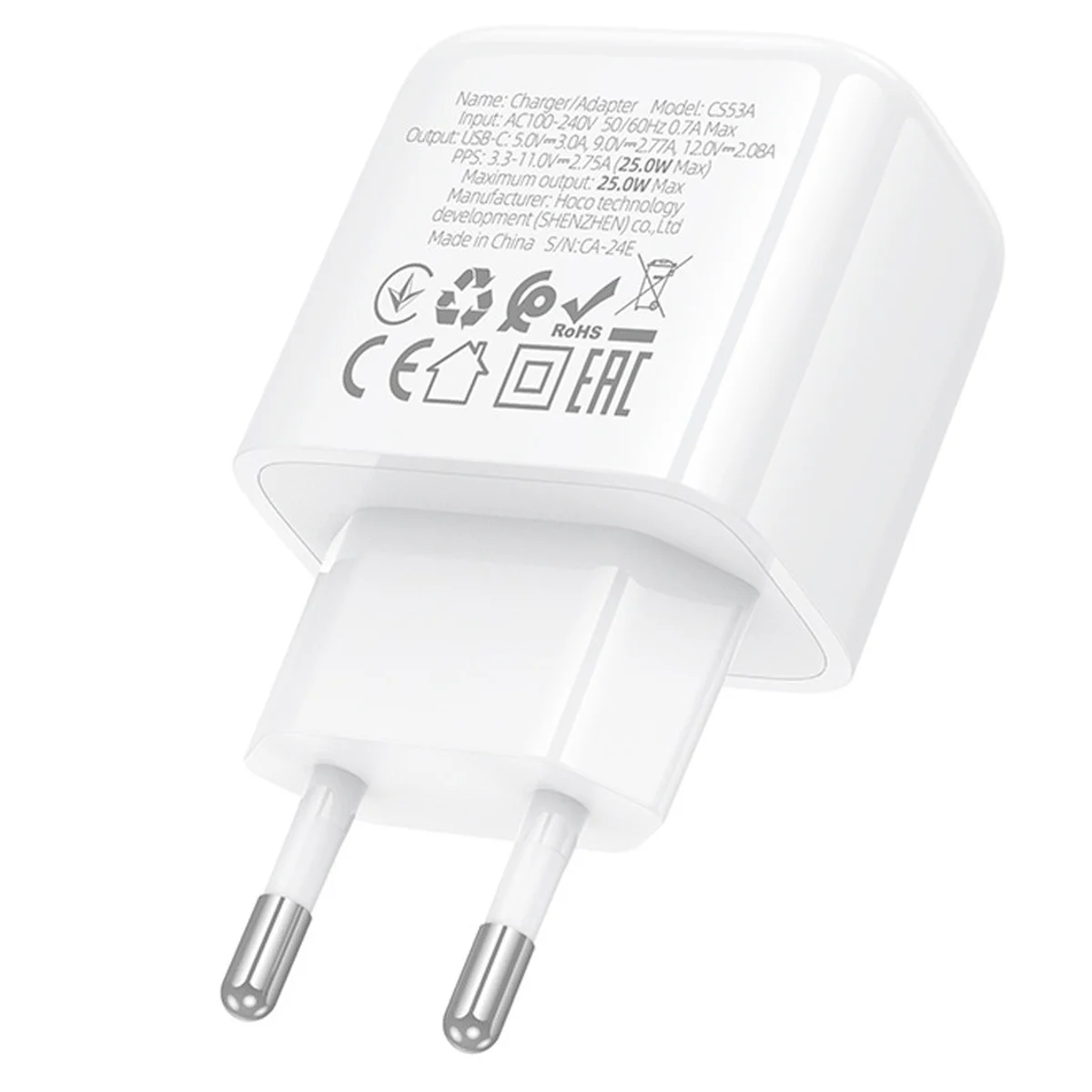 СЗУ Hoco CS53A Surplus PD25W (1USB-C) White