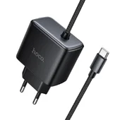 СЗУ Hoco C163A New PD25W (1USB-C) + встроенный кабель Type-C Black