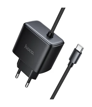 СЗУ Hoco C163A New PD25W (1USB-C) + вбудований кабель Type-C Black