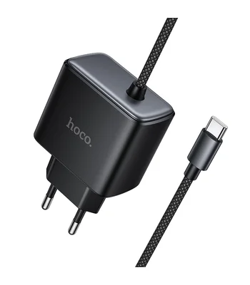 СЗУ Hoco C163A New PD25W (1USB-C) + встроенный кабель Type-C Black