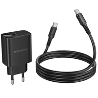 СЗУ Borofone BA97A PD30W (1USB-C) + кабель Type-C to Type-C Black