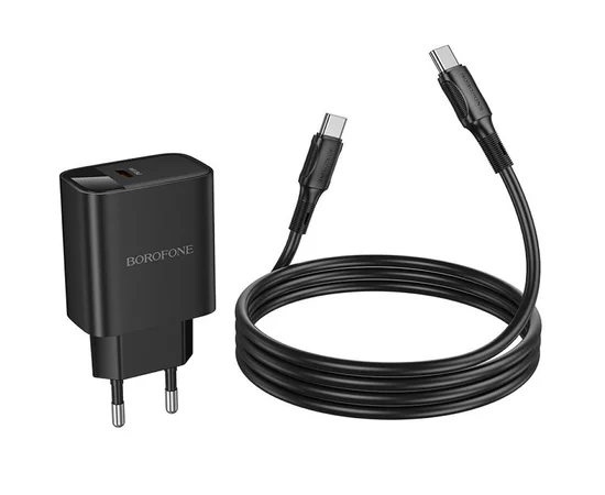 СЗУ Borofone BA97A PD30W (1USB-C) + кабель Type-C to Type-C Black