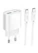 СЗУ Hoco C109A Fighter PD20W+QC3.0 (1USB-A/1C) + кабель Type-C to Type-C White