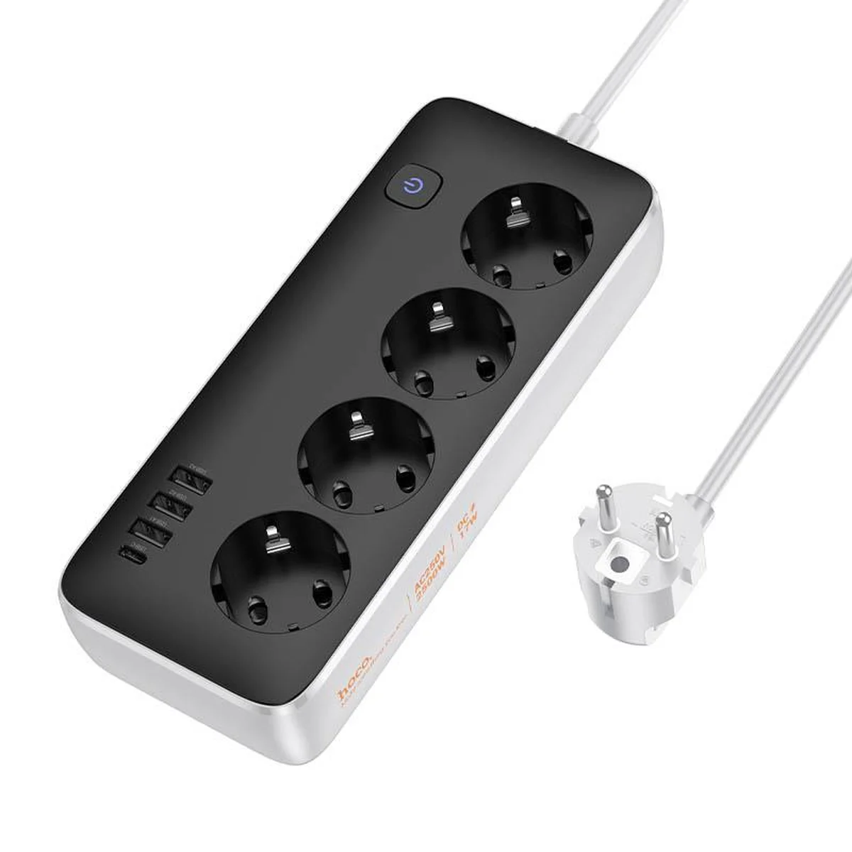 Удлинитель Hoco AC21 Sunlight 4-bit (1C/3A/4xSocket) (1.5m) White