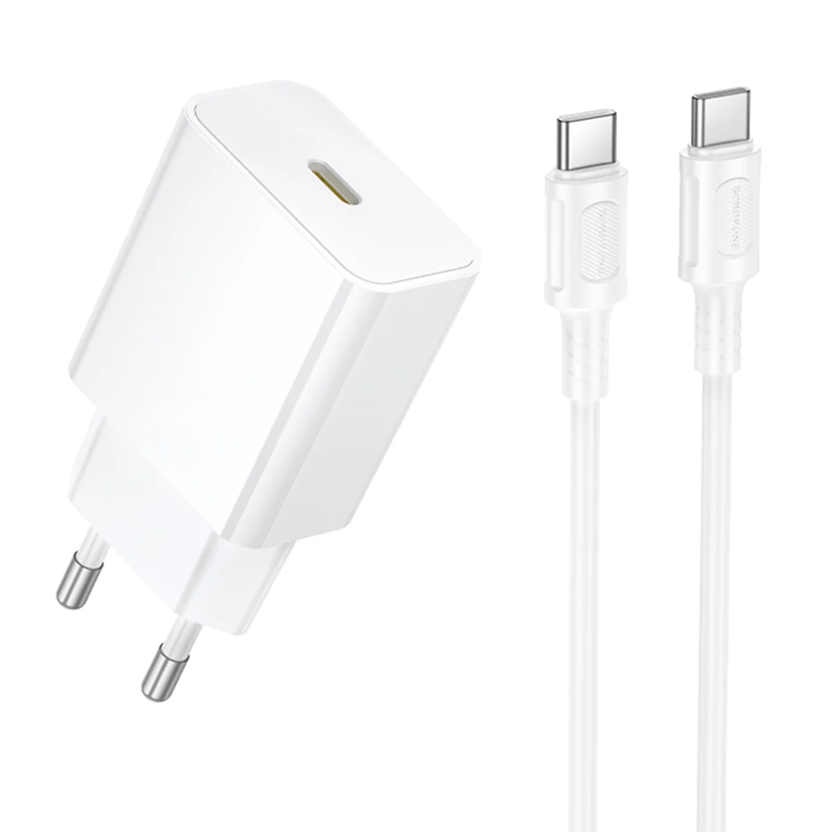 СЗУ Borofone BA112A Star PD20W (1USB-C) + кабель Type-C to Type-C White