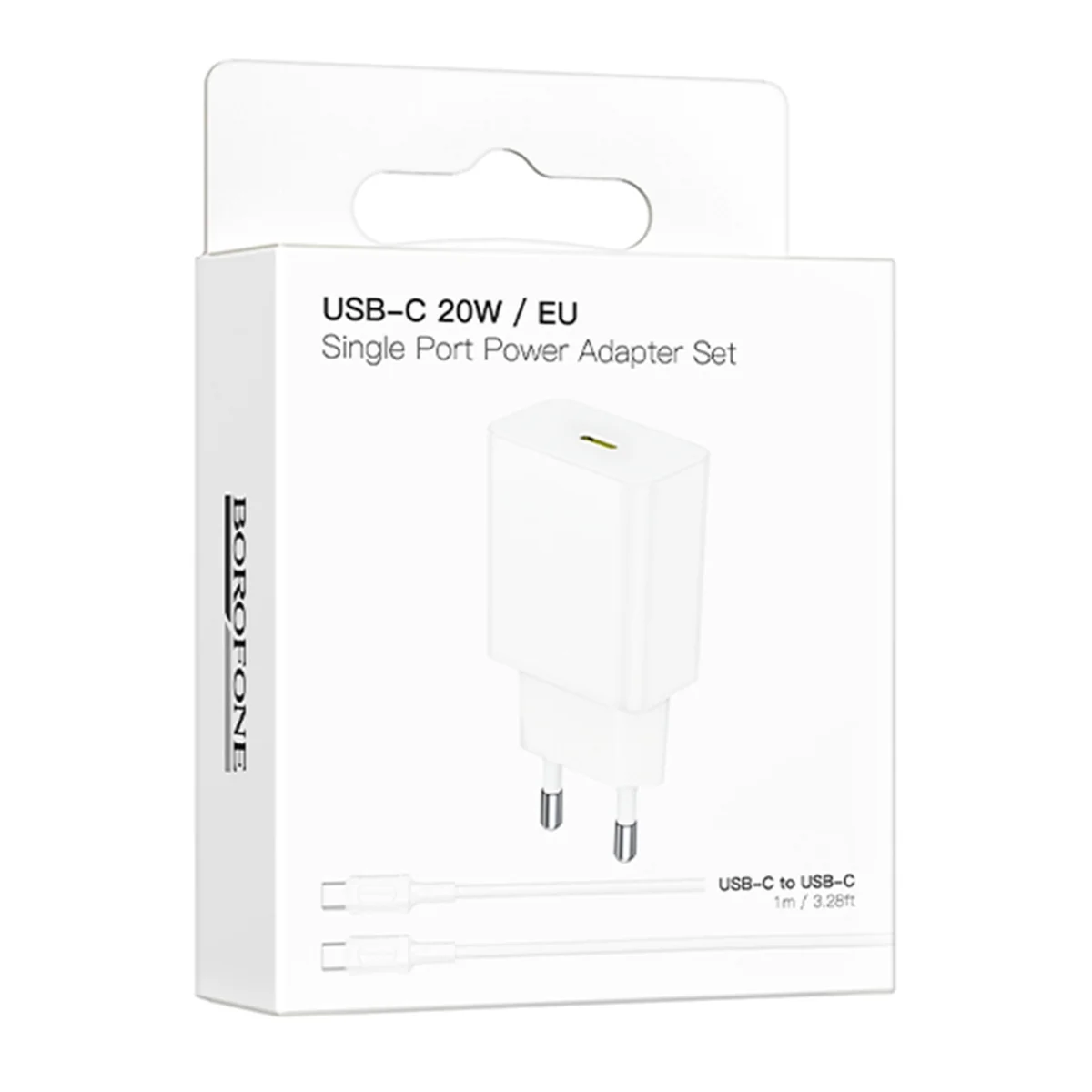 СЗУ Borofone BA112A Star PD20W (1USB-C) + кабель Type-C to Type-C White